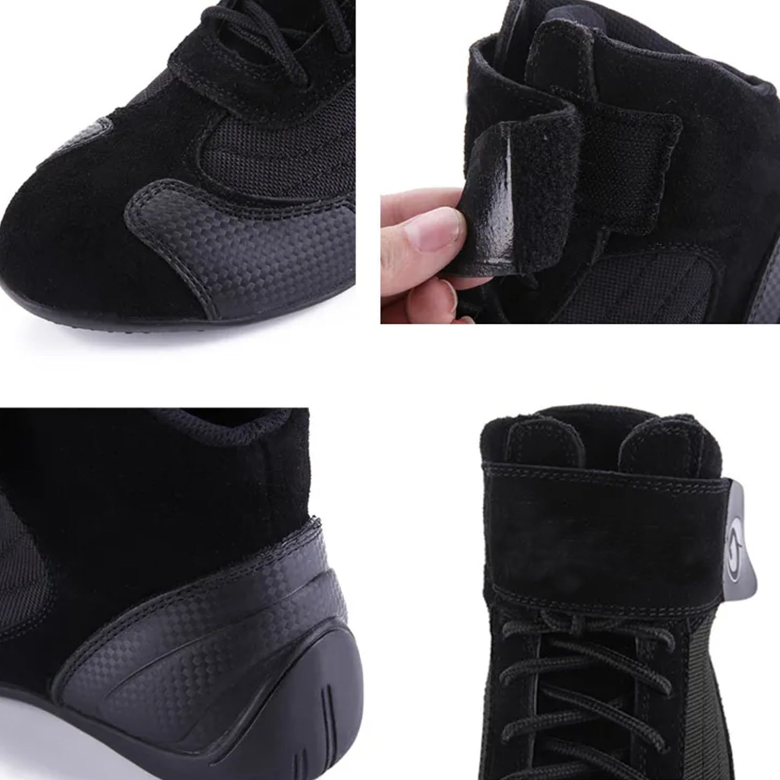 wasserdichte Belüftete Motorradstiefel für Herren Und Damen Sommer Wildleder Urban Casual Riding Schützender Knöchel Kurzes Design Atmungsaktive,Black-42