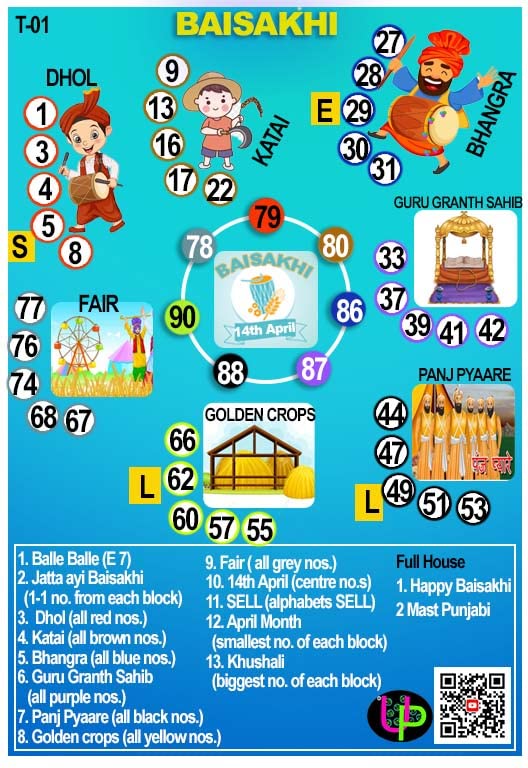 Buy Baisakhi Blue More Blocks Theme Tambola Tickets (English) Online at