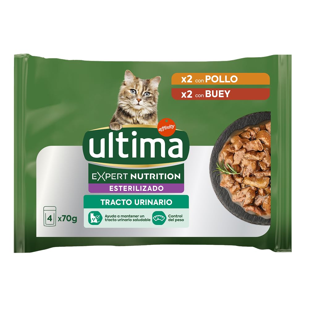 Ultima Expert Nutrition Comida Húmeda para Gatos Esterilizados - Tracto Urinario - Caja de 11 x (4x70g)