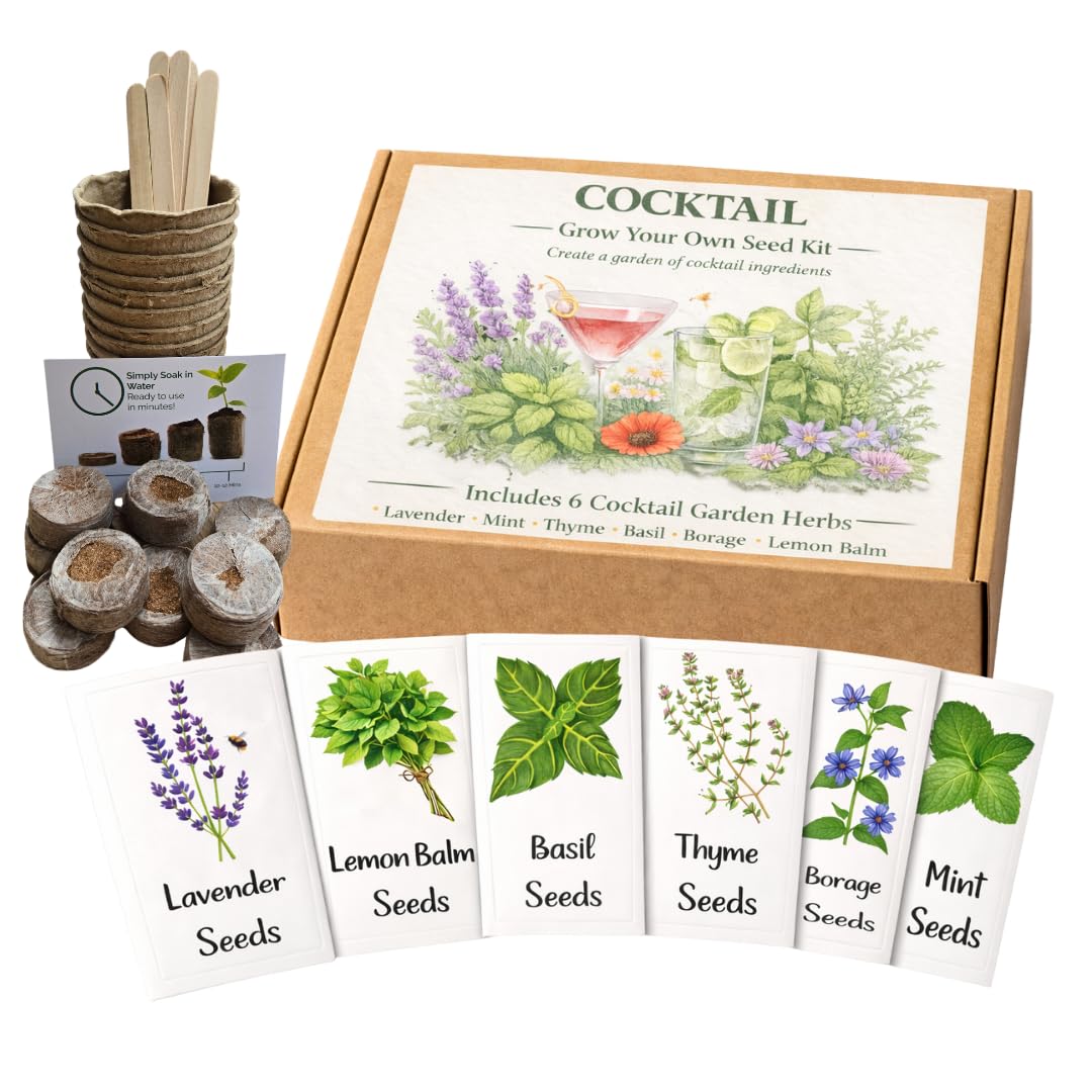 Cocktail Seed Kit – Grow Your Own Cocktail Garden | Herb & Flower Seeds for Drinks & Garnishes | Easy to Grow Gardening Gift
