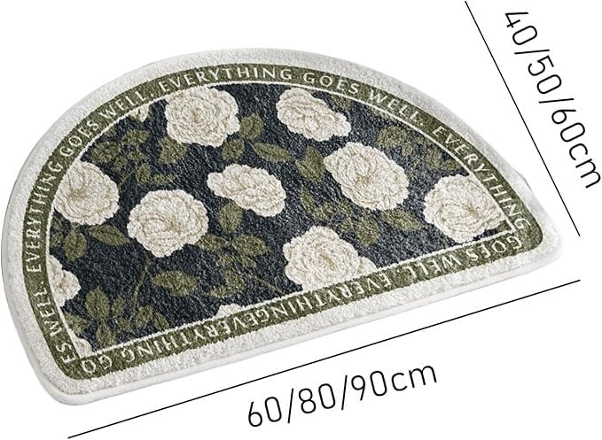 Tapis de bain en demi-cercle lavable en machine avec texture microfibre à séchage rapide