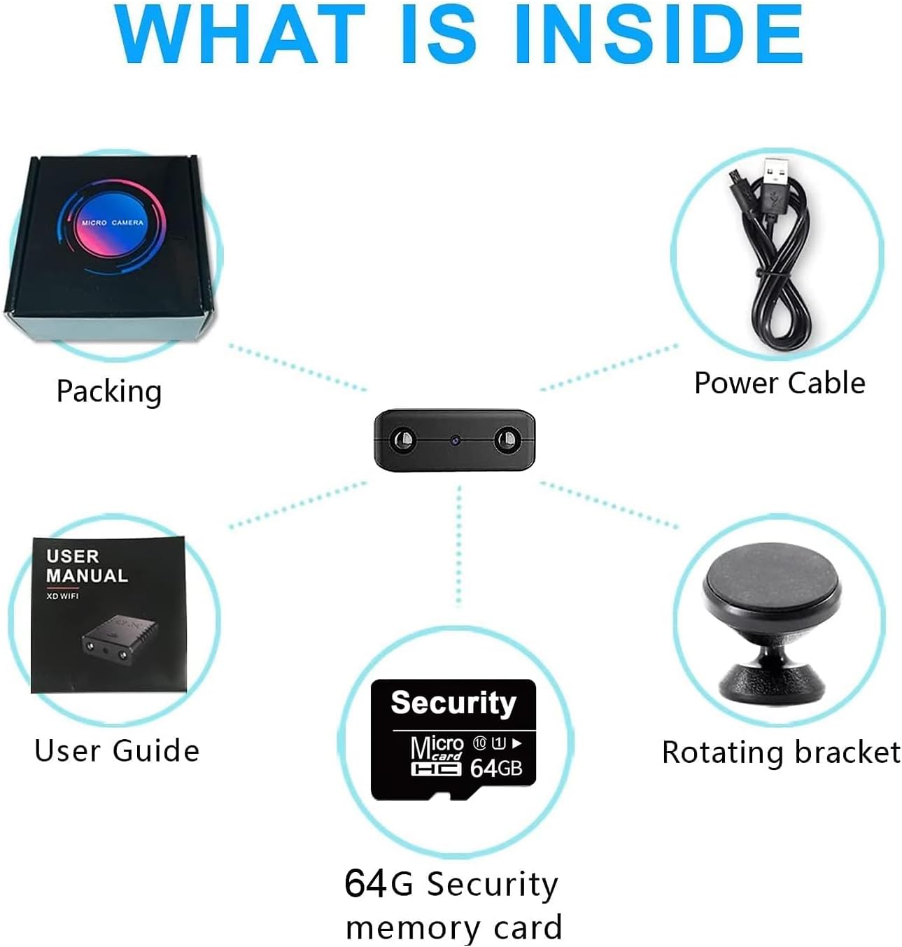 【Free 64G】Smallest Wireless WiFi Battery Camera,Concealed Spy Camera Detector,HD4K Portable Video Recording Live Feed for Baby Monitor,Night Vision,Motion Detection,Cloud Storage for Outdoor/Indoor