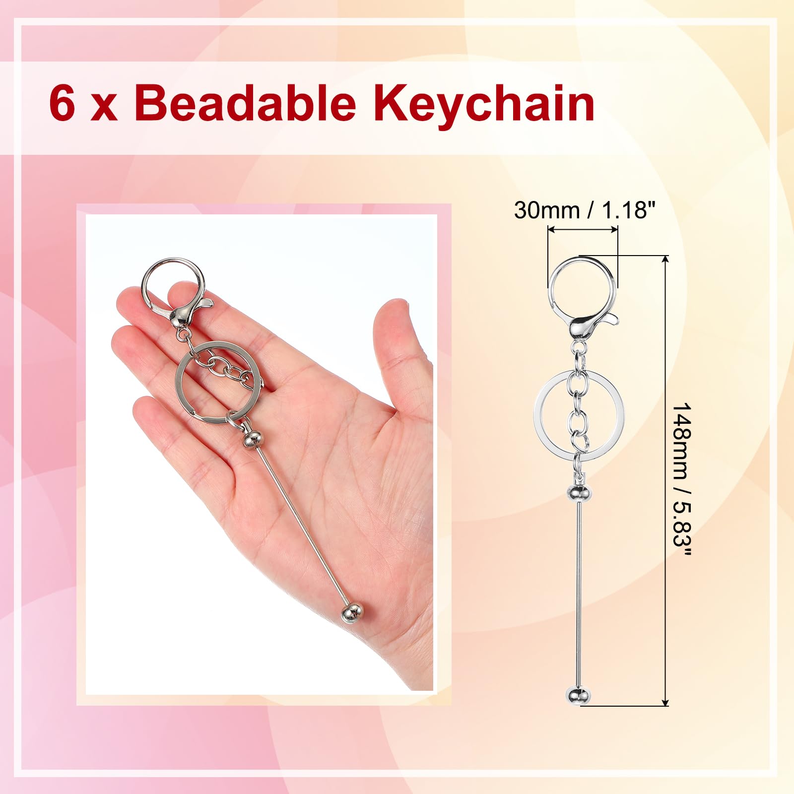 PATIKIL 6 Pcs Beadable Keychains Bars - Image 2