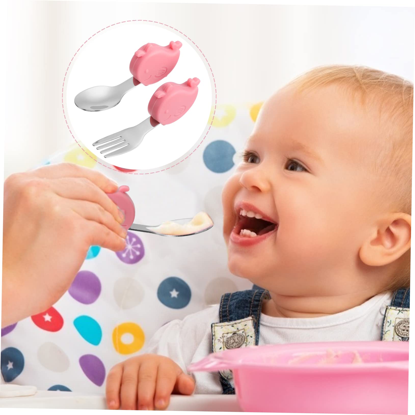 CIMAXIC Silverware Set Fork Utensils Training Cutlery for Toddlers 2 Pieces Food Grade Safe