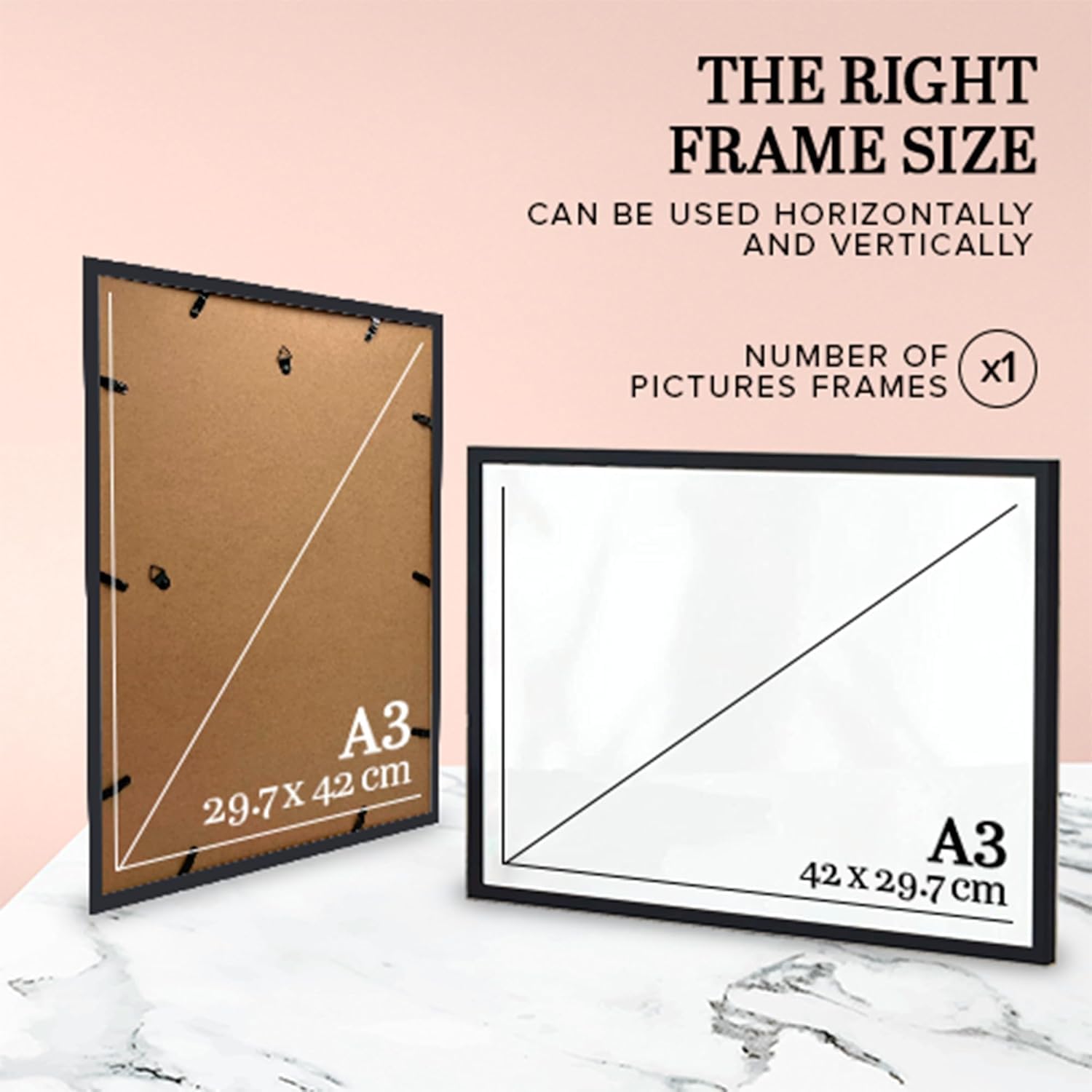 Cornice Vetro Trasparente DIN A3 (29,7x42 Cm) - Confezione Doppia Senza Cornice Per Foto E Documenti