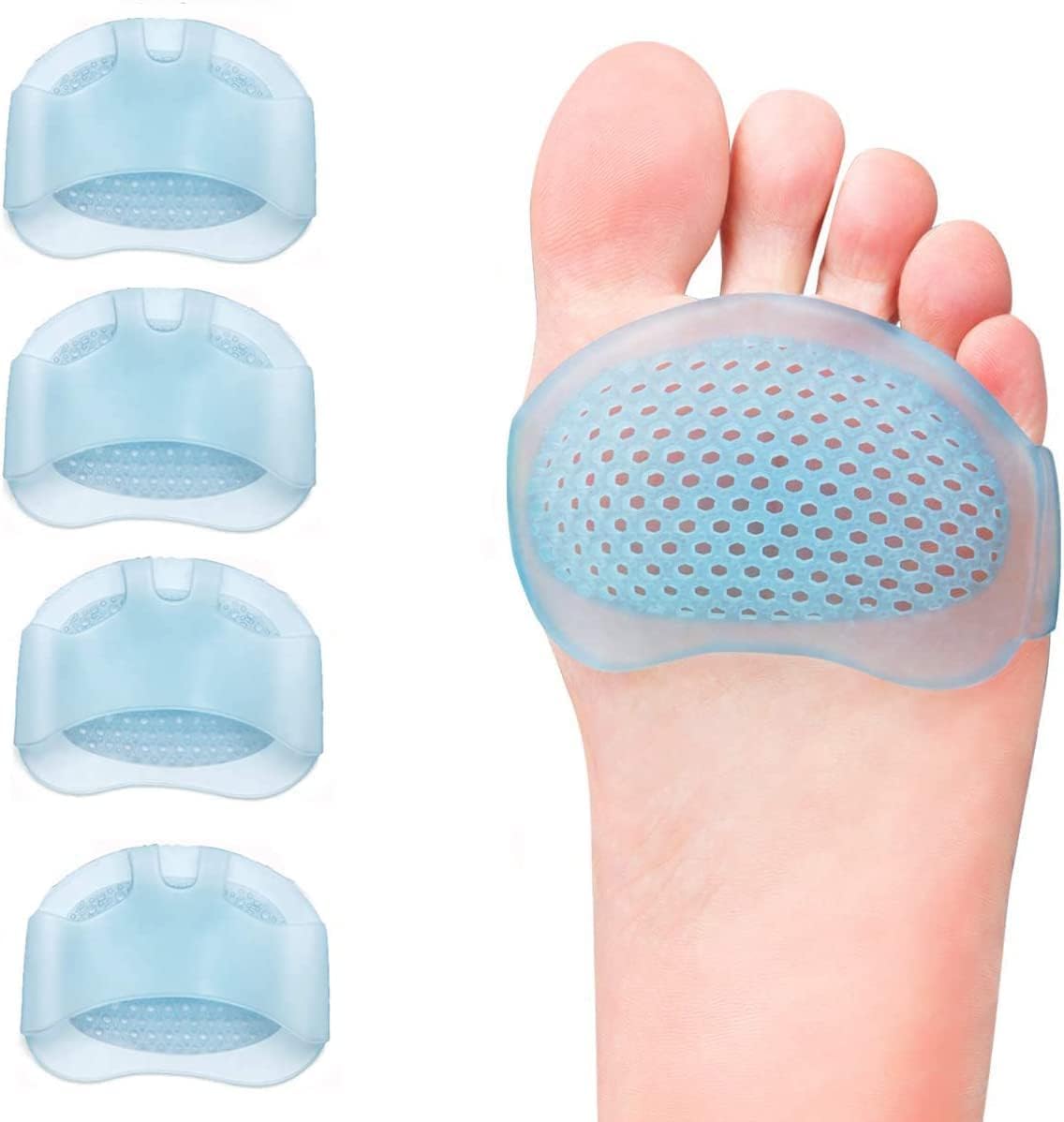2 Pairs Ball of Foot Cushions, Metatarsal Pads, Soft Gel Ball of Foot Pads, Neuroma Callus Metatarsal Foot Pain Relief, Soft and Breathable, Durable and Resuable, for Women and Men