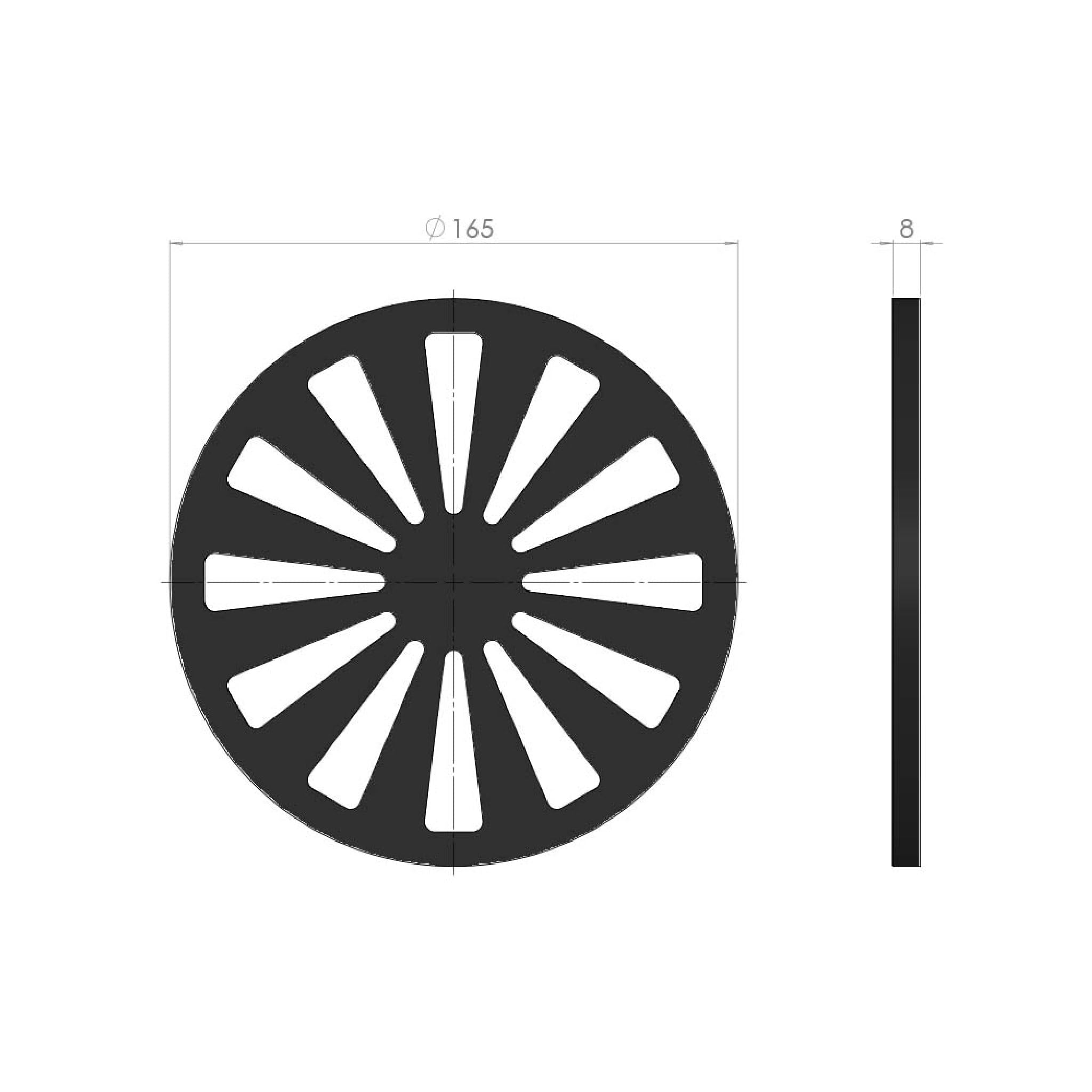 Kaminrost/Ascherost Rund Ø 165 x 8 mm passend für Jydepejsen Bella** Kaminöfen inkl. Modellübersicht - Ascherost Kamin aus massivem Stahl - Feuerrost feuerfest & hitzebeständig