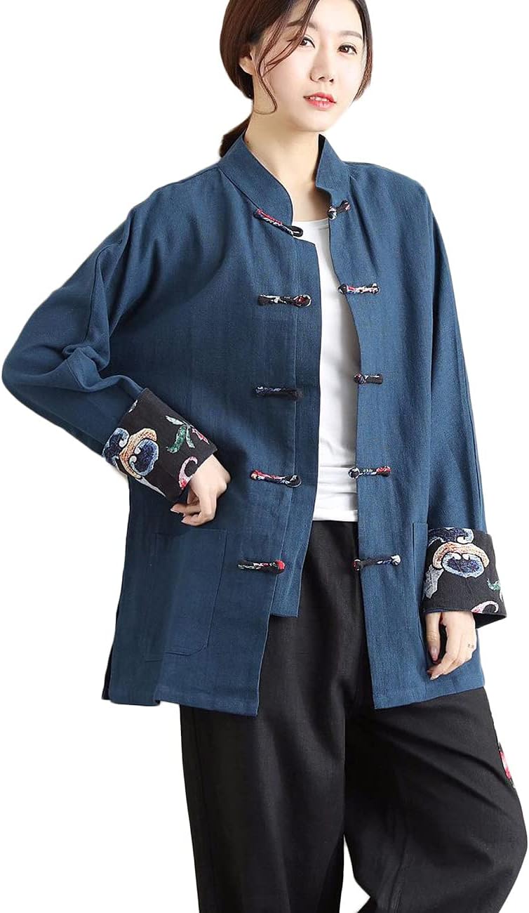 NFYM Mens and Womens Tang Suit Jacket Long Sleeve Chinese Traditional Clothes Kung Fu Shirt Tops