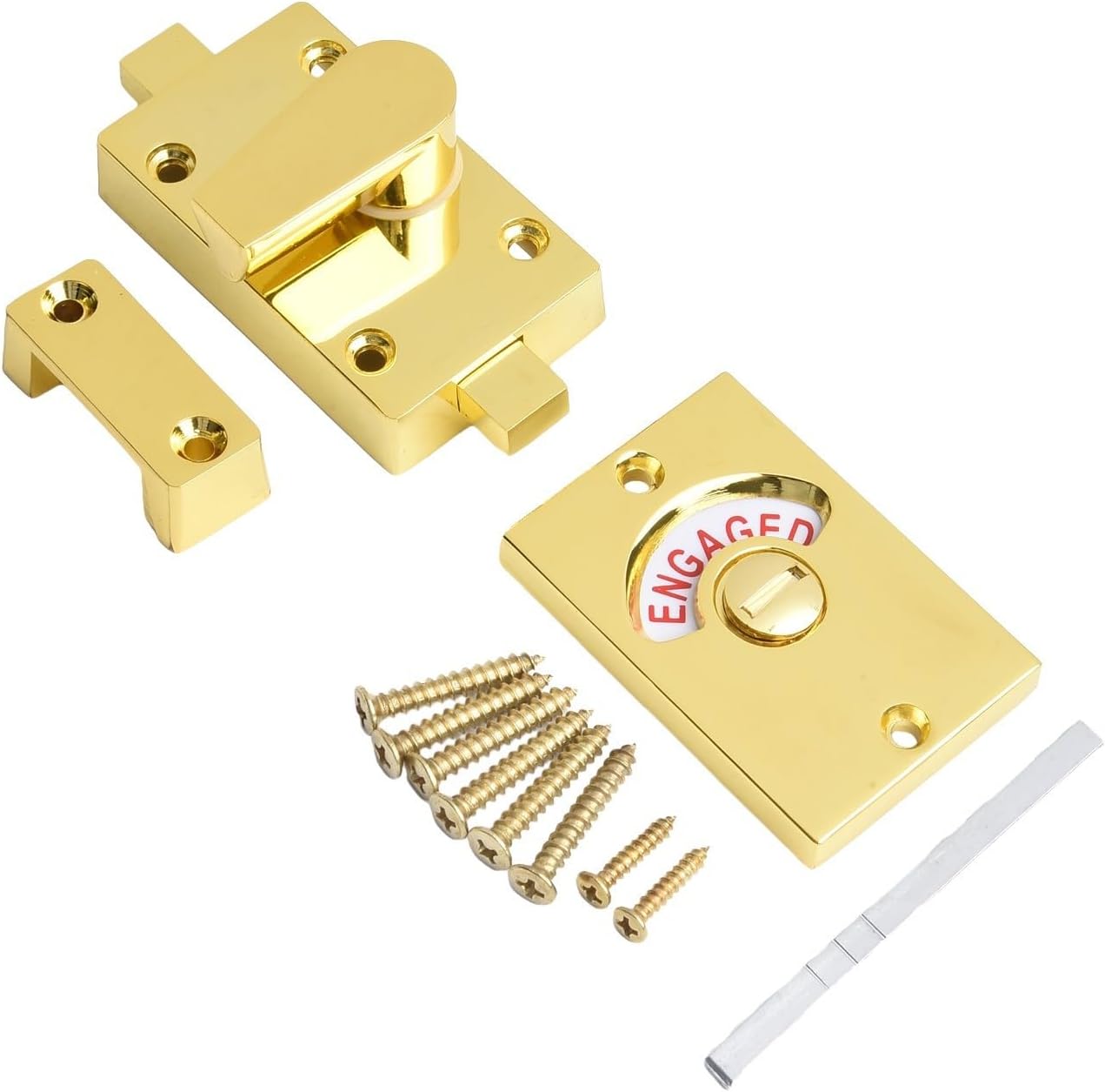 User Friendly Privacy Lock for Toilets Satin Brass Indicator Bolt with Vacant/Engaged Feature (Gold)