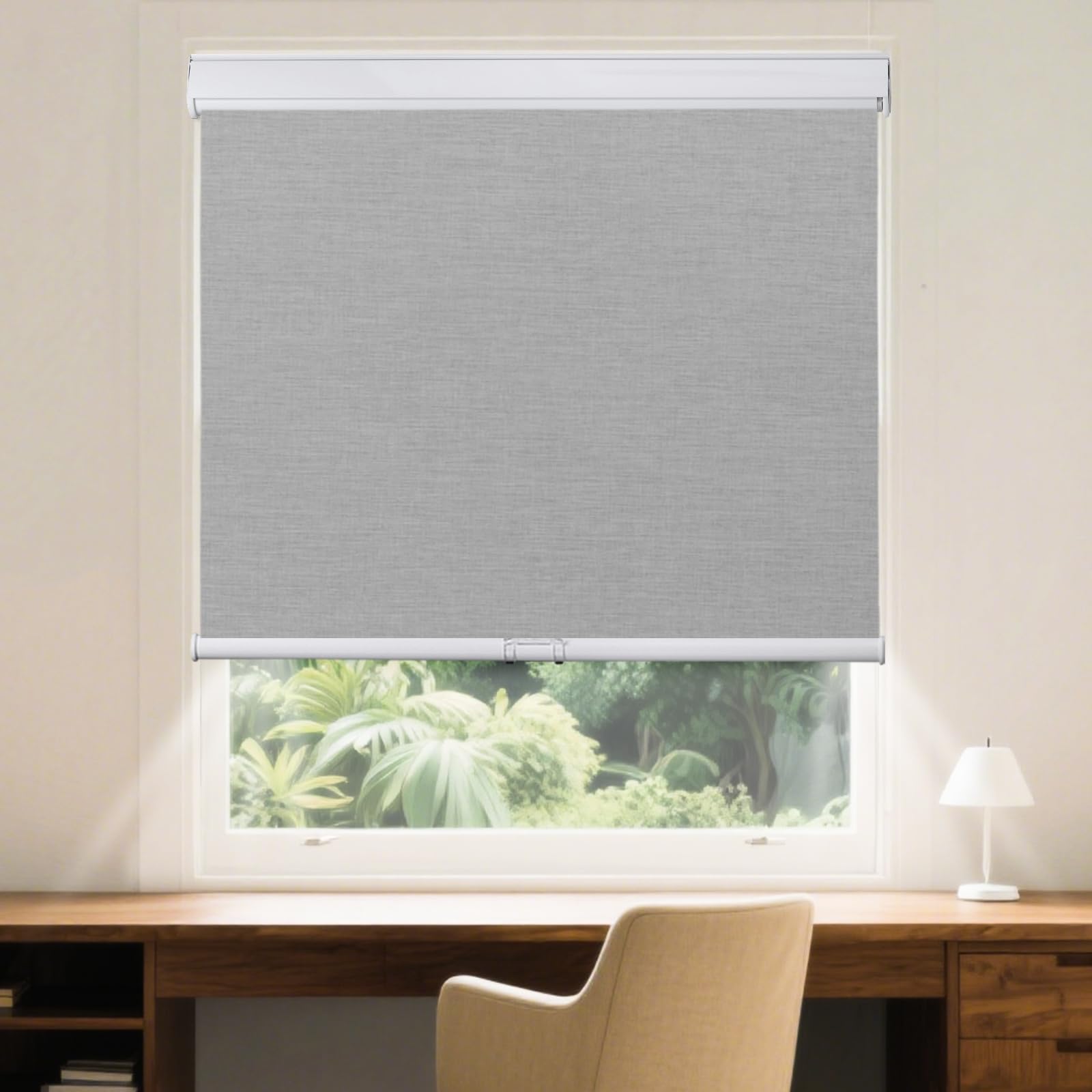 Roller Window Shades Free-Stop Cordless Blackout Blinds, Thermal Insulated Pull Down Shades for Windows, UV Protection Fabric Roller Blinds for Home Office (44.5" Wx72 H, Grey)