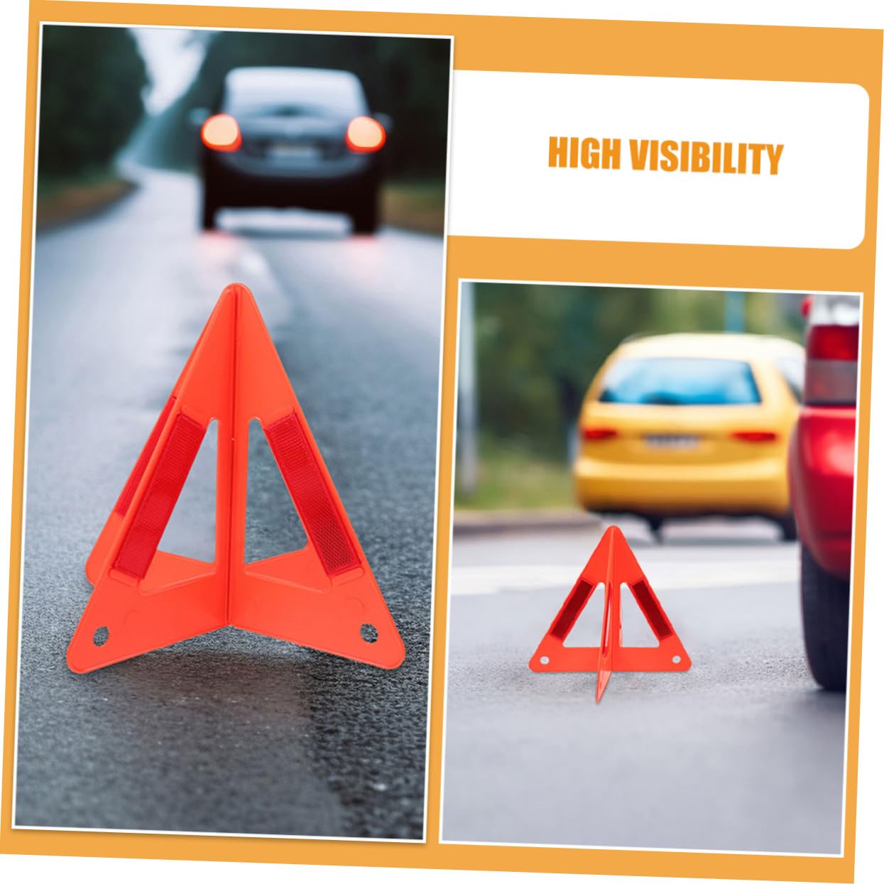 ERINGOGO 5 piezas Triángulos de Seguridad Reflectantes para Vehículos Unidades Señal de Advertencia Plegable y Estable Alta Visibilidad Nocturna para Emergencias Carretera Compatible