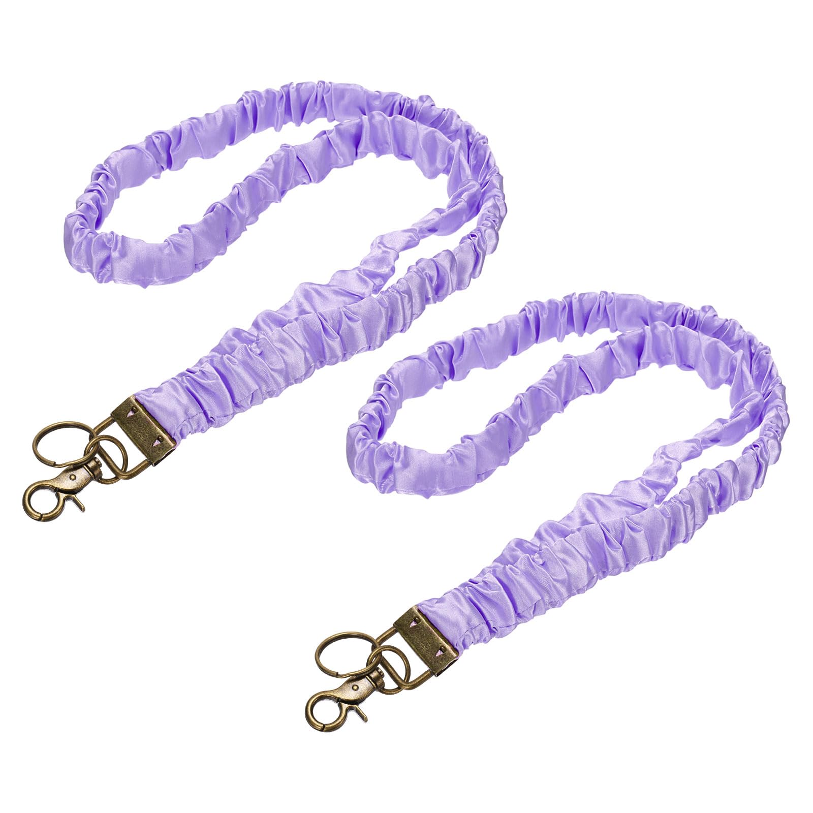 PATIKIL Scrunchie Lanyard Teacher, 2 Pack Stretchy Lanyards for Teachers Cute Lanyards ID Badge Holder with Clips for Women Keychain Card Holder, Purple