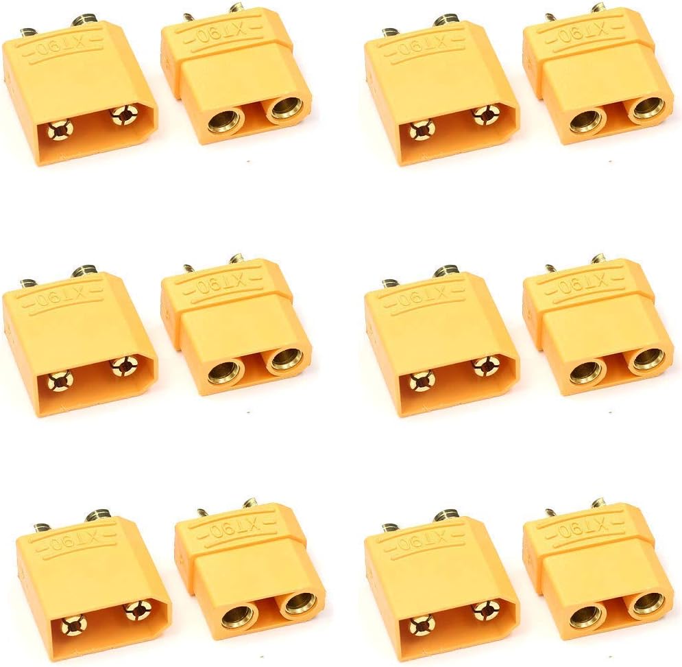 Aiyoyo XT90 Male Female Connector Set Plugs for RC Lipo Battery Motor,6 Male Connectors + 6 Female Connectors with Heat Shrink