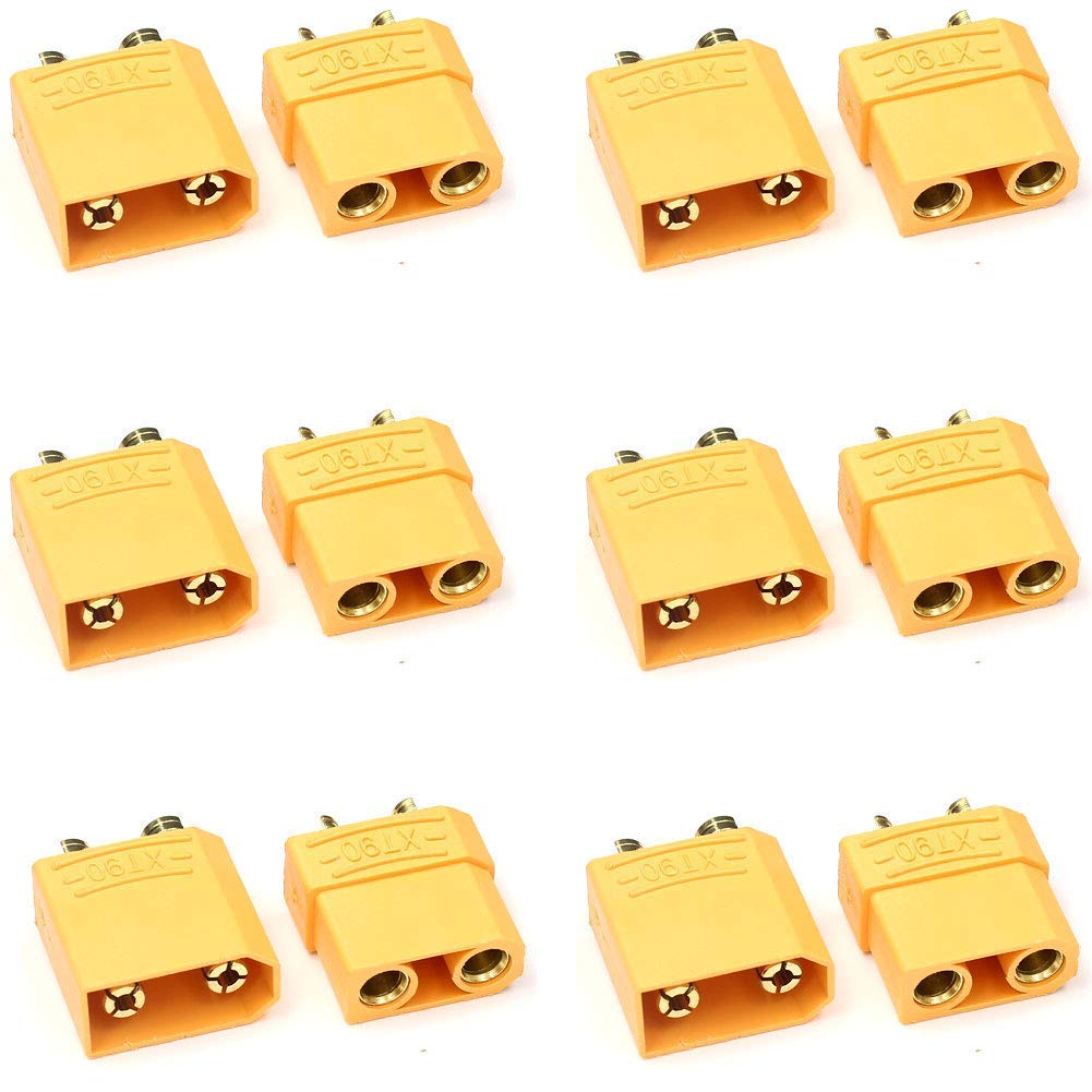 Aiyoyo XT90 Male Female Connector Set Plugs for RC Lipo Battery Motor,6 Male Connectors + 6 Female Connectors with Heat Shrink