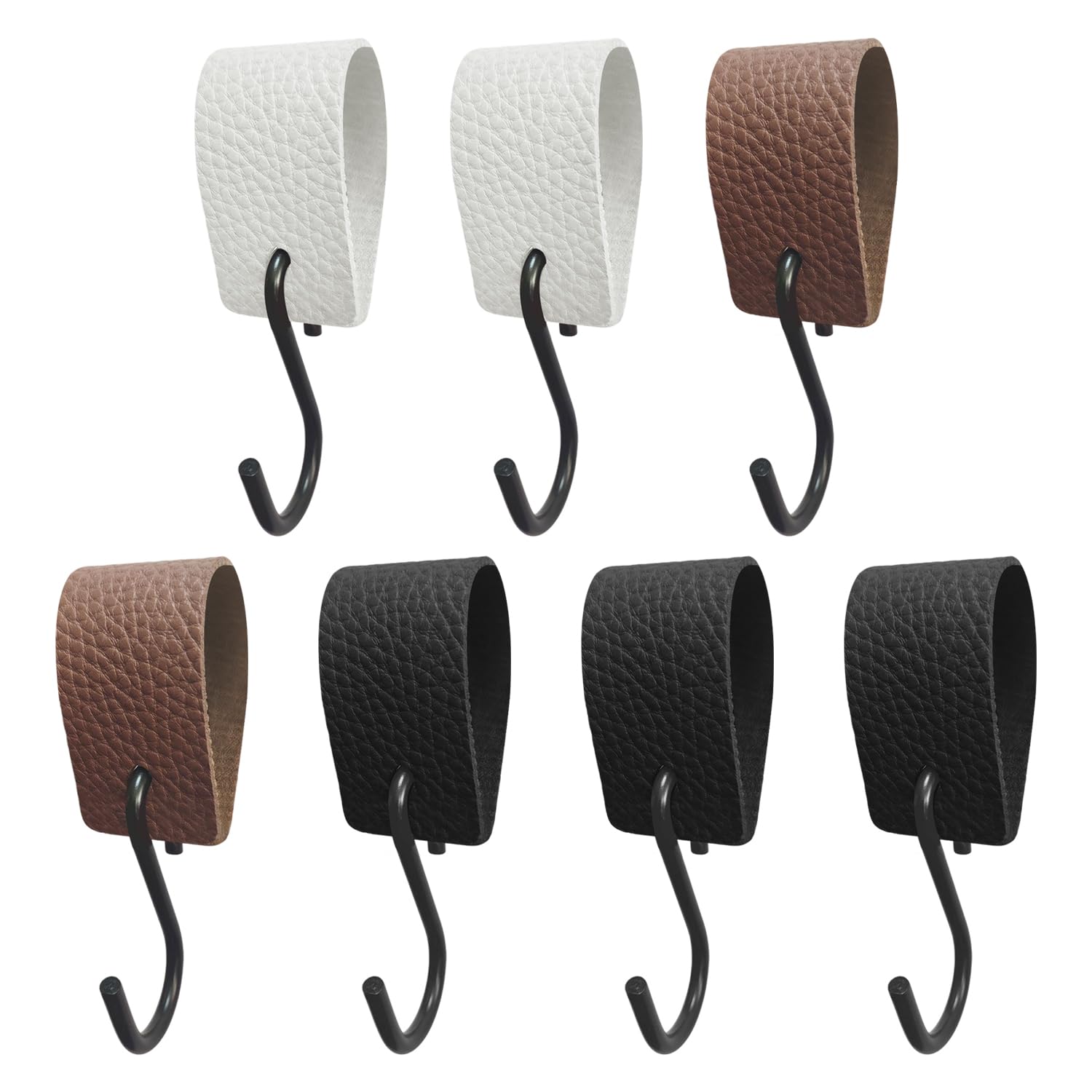 Wufgwbd Black 7-Piece Clothes Rail Hook Set, Clothes And Hat Storage Hooks, Multi-Color Clothes And Hat Hooks, Coat And Hat Rack Hooks, Multi-Purpose Clothes Hooks