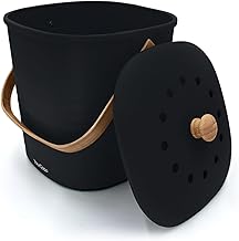YourCasa Poubelle Compost Cuisine - 4L composteur Cuisine pour déchets organiques de Cuisine - poubelles à Compost avec Filtre à Charbon Actif - Seau Compost - Poubelle de Table avec Couvercle (Noir)