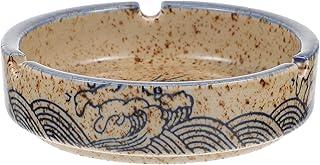 NUOBESTY 和風灰皿 陶磁器製ユニーク灰入れ コンパクトサイズ ホームデコレーション用 耐久性ある灰皿ホルダー 家庭 オフィス ショッピング