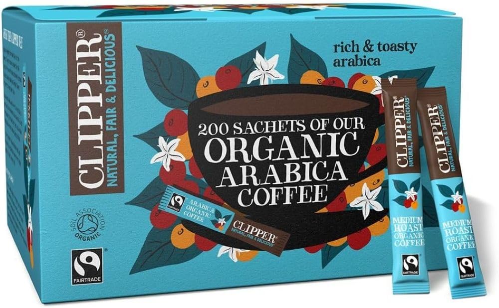 Clipper Organic Fairtrade Medium Roast Arabica Instant Coffee 200 Sachets