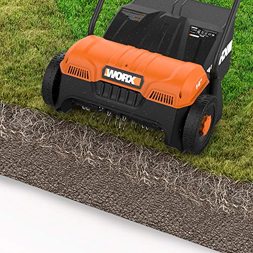 WORX 12 Amp Corded Lawn Dethatcher, Electric Scarifier Removes Deep Thatch & Improves Grass Health, WG850