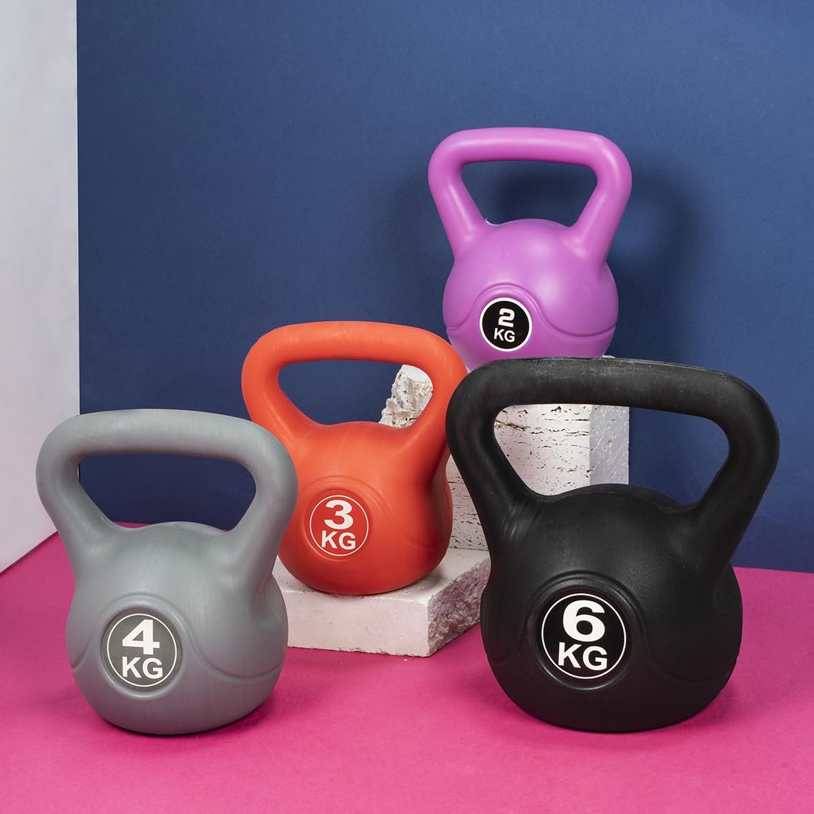 Kettlebell 3 Kg per allenamento, antiscivolo, rosso, FitLover