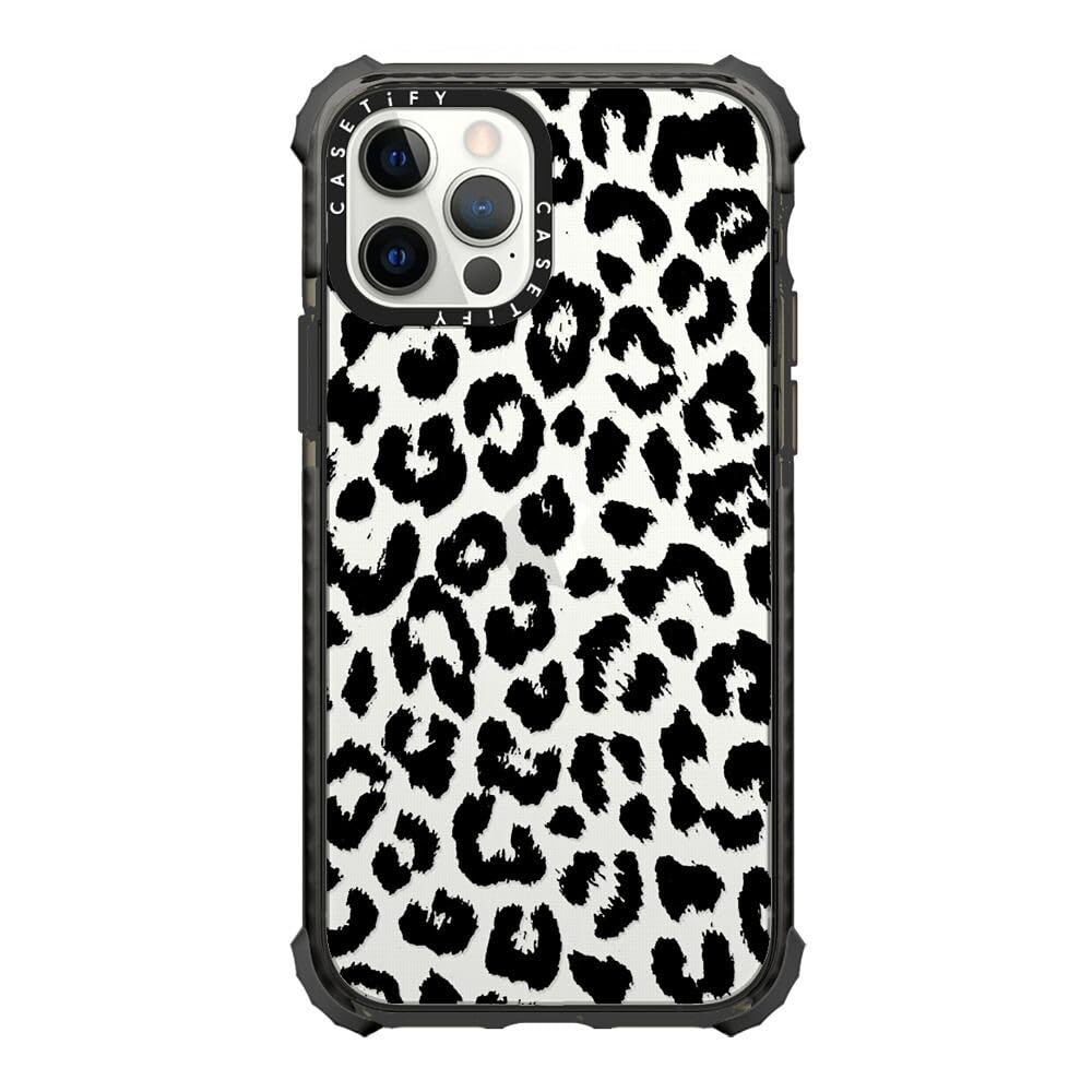 CASETiFY Ultra Impact Case for iPhone 12 / iPhone 12 Pro - Black Transparent Leopard - Clear Black