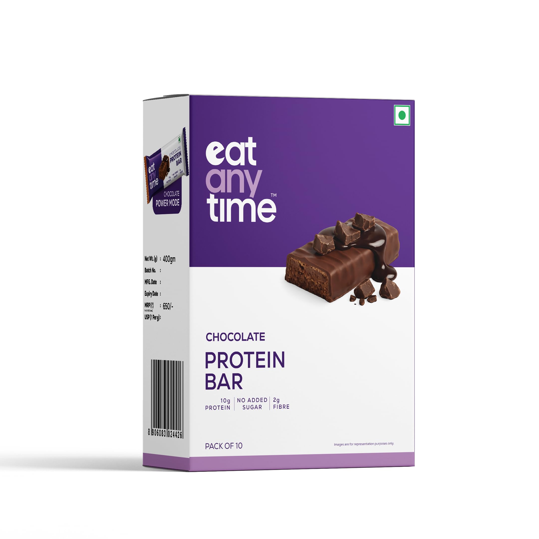 EAT Anytime Chocolate Protein Bar | No Added Sugar | 10g Protein per bar | Gut friendly | Low Calorie | Vegan | Pack of 20 bar — Amazon image 10