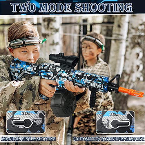 Herisona Large Splatter Ball Blaster With Drum, Electric Gel Automatic And Manual Big Splat Blaster For Adults Kids With 50000 Gel Balls (Blue) #TOP2
