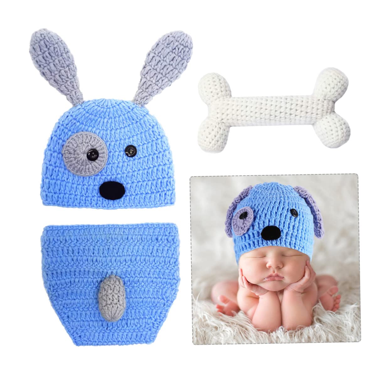 UKCOCO Conjunto Ropa De Perrito Para Recién Nacidos Accesorios De Fotografía Azul