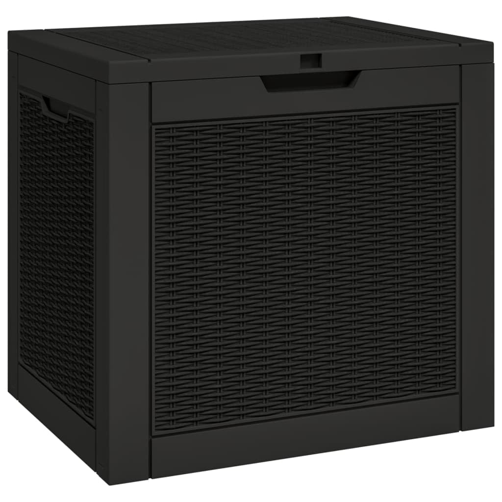 vidaXL Boîte de Stockage de Jardin, Coffre à Outils avec Couvercle, Bac de Rangement, Organisateur de Terrasse Piscine, Noir Polypropylène