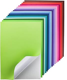 36 Sheets Colored Printable Smart Sticker Paper,Colorful Sticky Cardstock Self Adhesive Backing A4 Smooth Glue Paper for Craft Inkjet Printer (18 Colors, 250gsm)