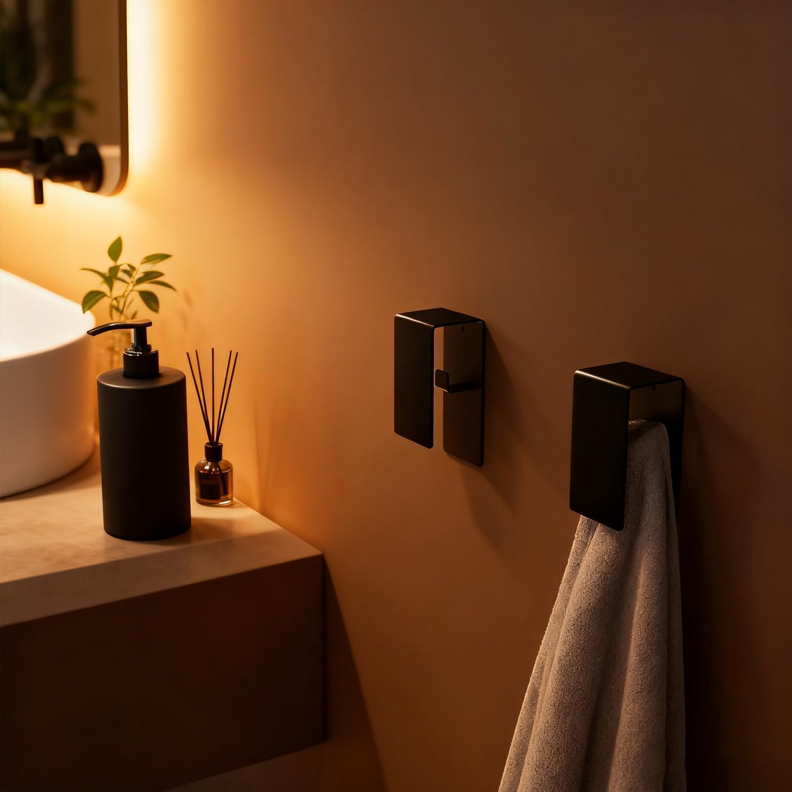 Ganchos de baño de Acero Inoxidable sin Necesidad de taladrar - Toallero de Pared para Batas, esponjas, gasas, Abrigos y Llaves. Ideal para Apartamentos, residencias estudiantiles,