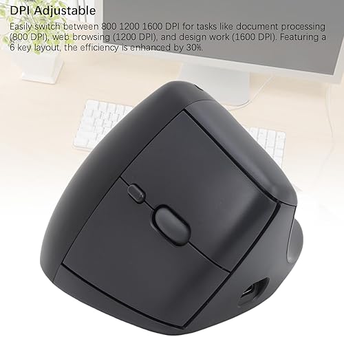 Miniatura 8 de Wireless Vertical Ergonomic Mouse, 2.4G  Bluetooth Vertical Optical Mouse with 6 Buttons, 80012001600 Adjustable DPI, Quiet Clicks, for PC, Laptop,