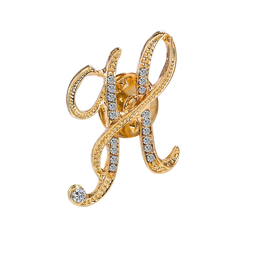Initial Letter Brooch Pin Small Lapel Pin Tie Tack Name Personalized Gifts for Women Men Gold A-Z