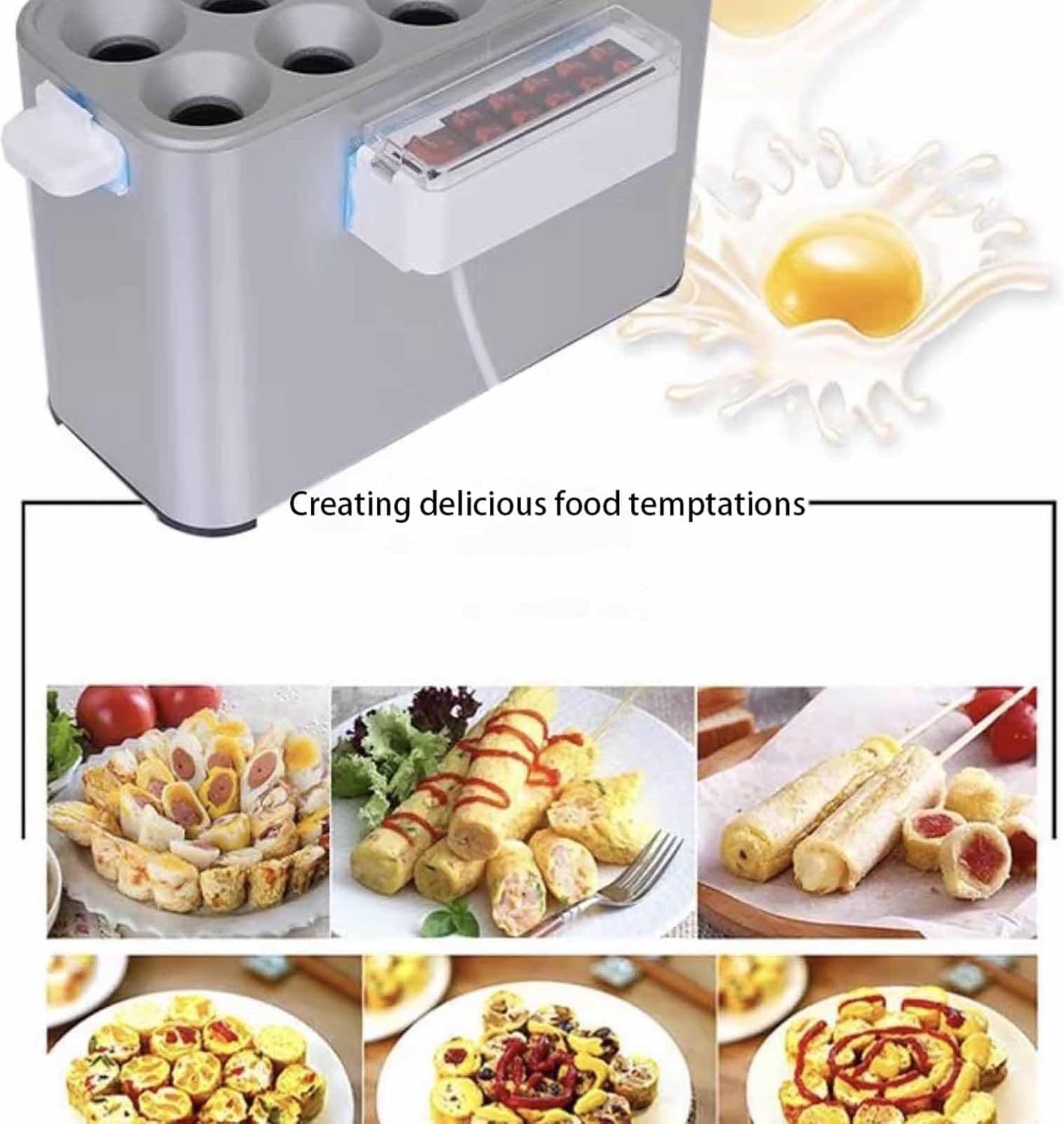 Egg Roll Machine - Electric Breakfast Sausage Boiler with 10 Holes, Independent Switches, and Auto-Lift Function for Home and Commercial Use