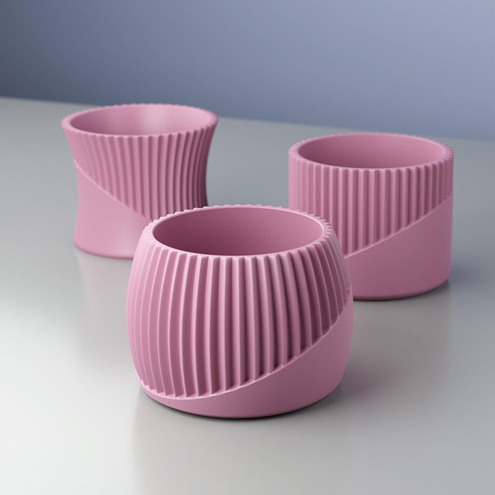 Molde de silicona a rayas irregulares para macetas, macetas, yeso, resina, moldes de almacenamiento de silicona para jardinería en casa
