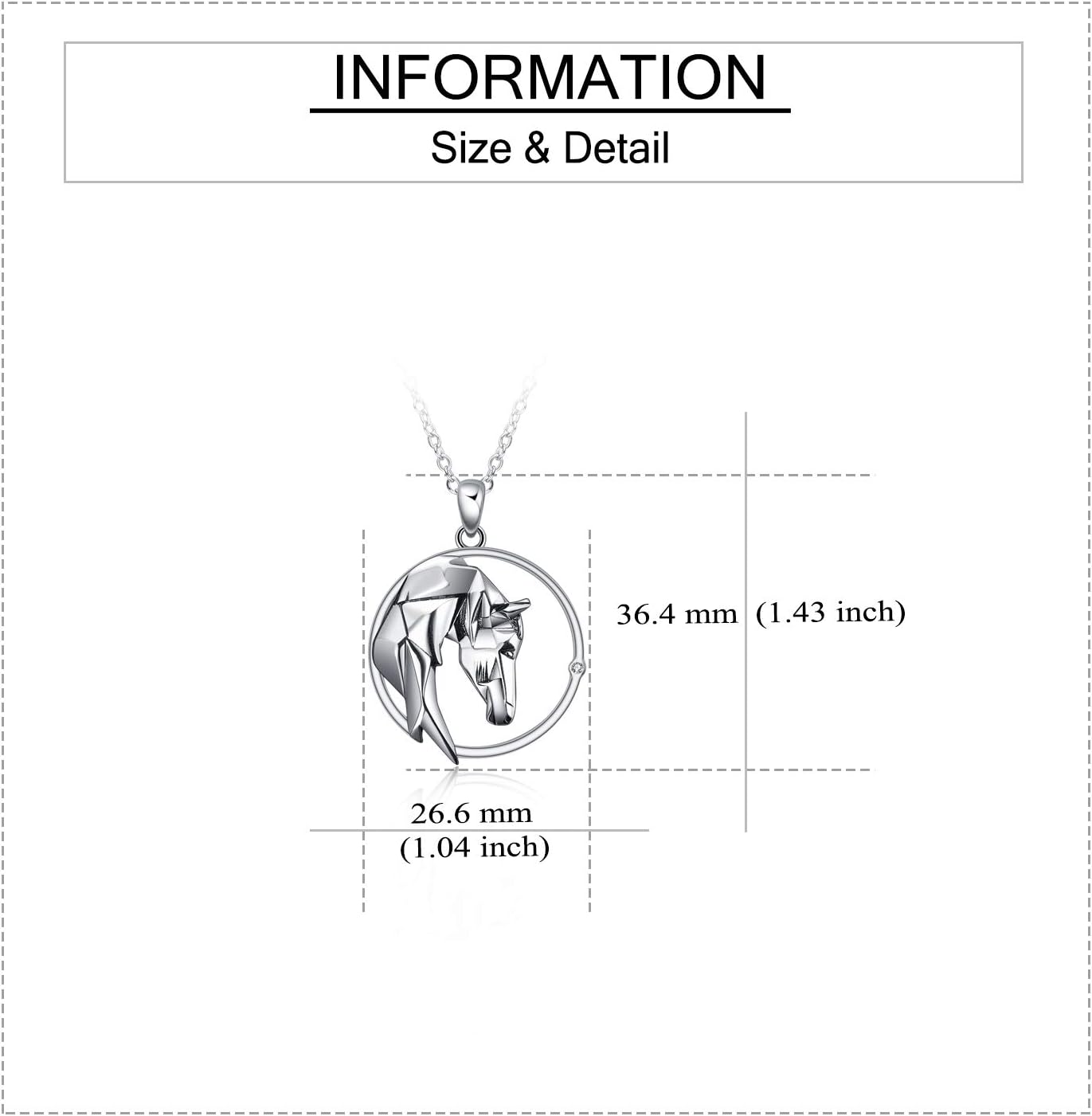 Horse Necklace Sterling Silver Origami Horse Pendant Necklace Mothers Day Gifts for Women Wife Girlfriend - Image 4