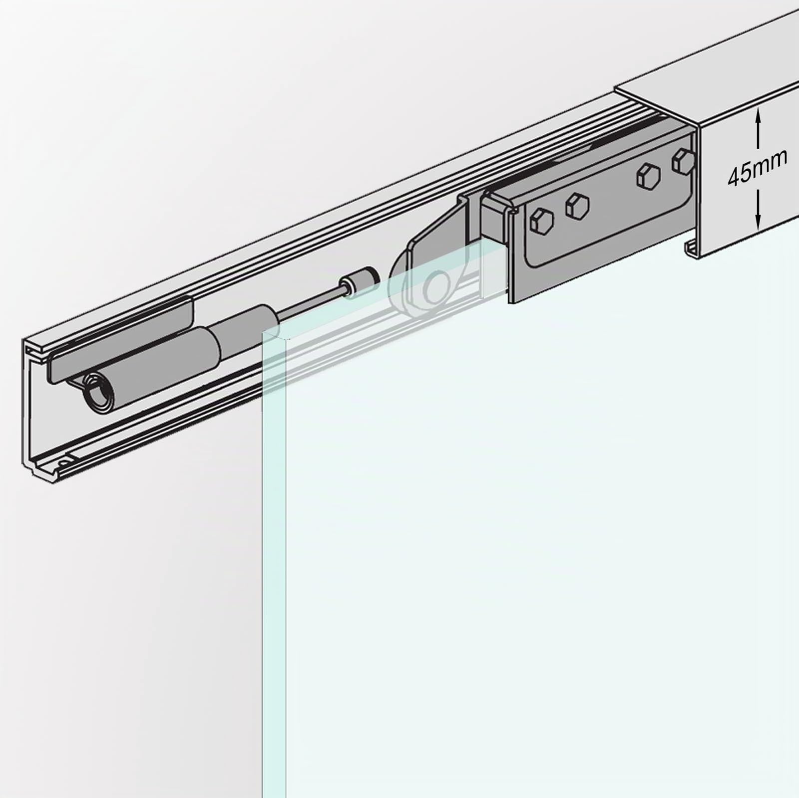 SlimLine SoftStop Glasschiebetür [Komplett-Set] Glasmaß: 900 x 2050 mm, 8 mm ESG (Einscheibensicherheitsglas), Dekor P1: matt + klare Streifen, Griffmuschel BP1-900-AS
