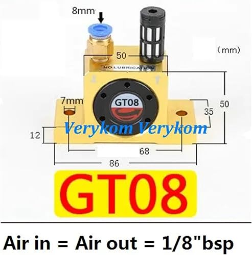 Miniatura 2 de Air Compressor Pneumatic Vibrator GT8 GT10 GT16 GT20 GT25 GT36 GT6 Turbine Vibrator GT Industrial Oscillator 18" 14" 38"(GT-8)