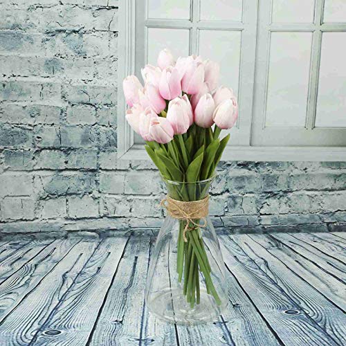 Vlovelife 20 cabeças flores artificiais toque real tulipas em bebê rosa buquês de casamento flores t