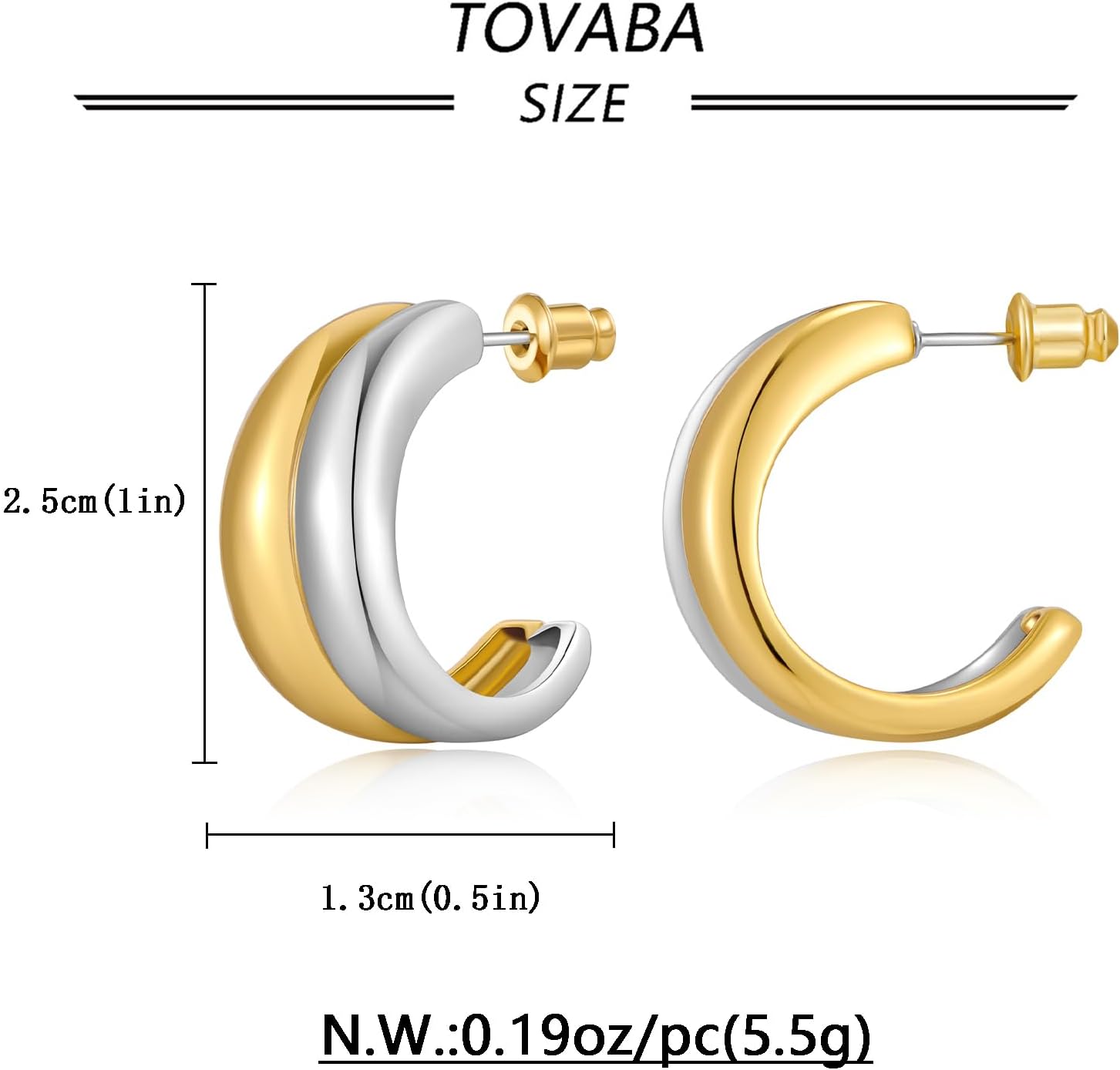 Two Tone Earrings for Women, Heart Geometric Dangle Earrings Gold and Silver Drop Hoop Earring for Everyday Jewelry - Image 7