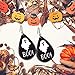 Vanjewnol Halloween Earrings for Women Ghost BOO Earrings Black Teardrop Faux Leather Dangle Earrings for Women Fashion E72C