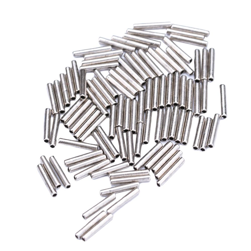 Vctitil 100 Pcs Fishing Crimp Sleeves,Single Barrel Copper Tubes Fishing Line Tube Connector Leader Rigging Tackle,Outer Diameter 2.0, 2.2,2.4, 2.6,2.8,3.0mm
