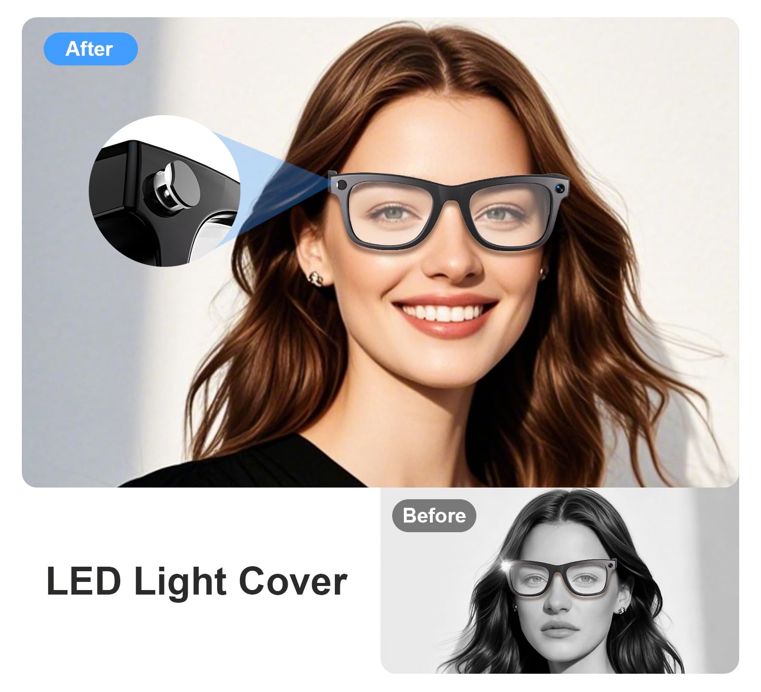 Yarenka Meta Glasses Light Cover, LED Cover Accessories Compatible for Meta Gen 2 & Gen 1, Error-Free Privacy LED Blocker with Semi-Transparent Base, Reusable Soft Nylon, 4-Pack with Carrying Case - 2