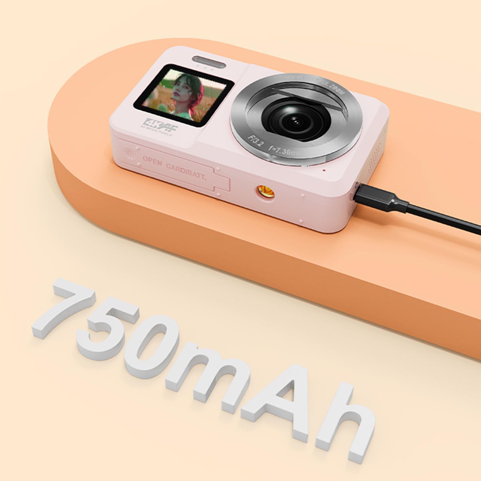 Doppio Schermo 4K Videocamera 64MP 18X Digital Zoom Portatile Per Gli Adolescenti Scuola Attività Viaggi Per Viaggi