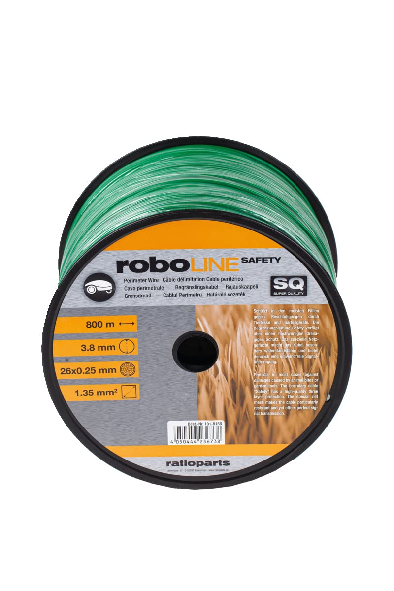 Ratioparts Câble de délimitation Safety pour Robot Tondeuse Ø 3,8 mm x 800 m (câble Ø 1,35 mm²), Vert