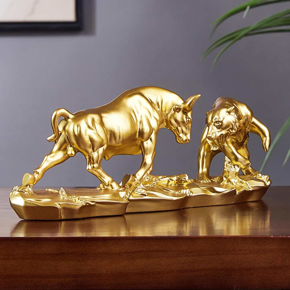 JXCBXJ Bull and Bear Statue,Resin Abstract Tabletop Decor, Stock Market Decor,Gifts for Financial Investment Managers Investor - Image 4