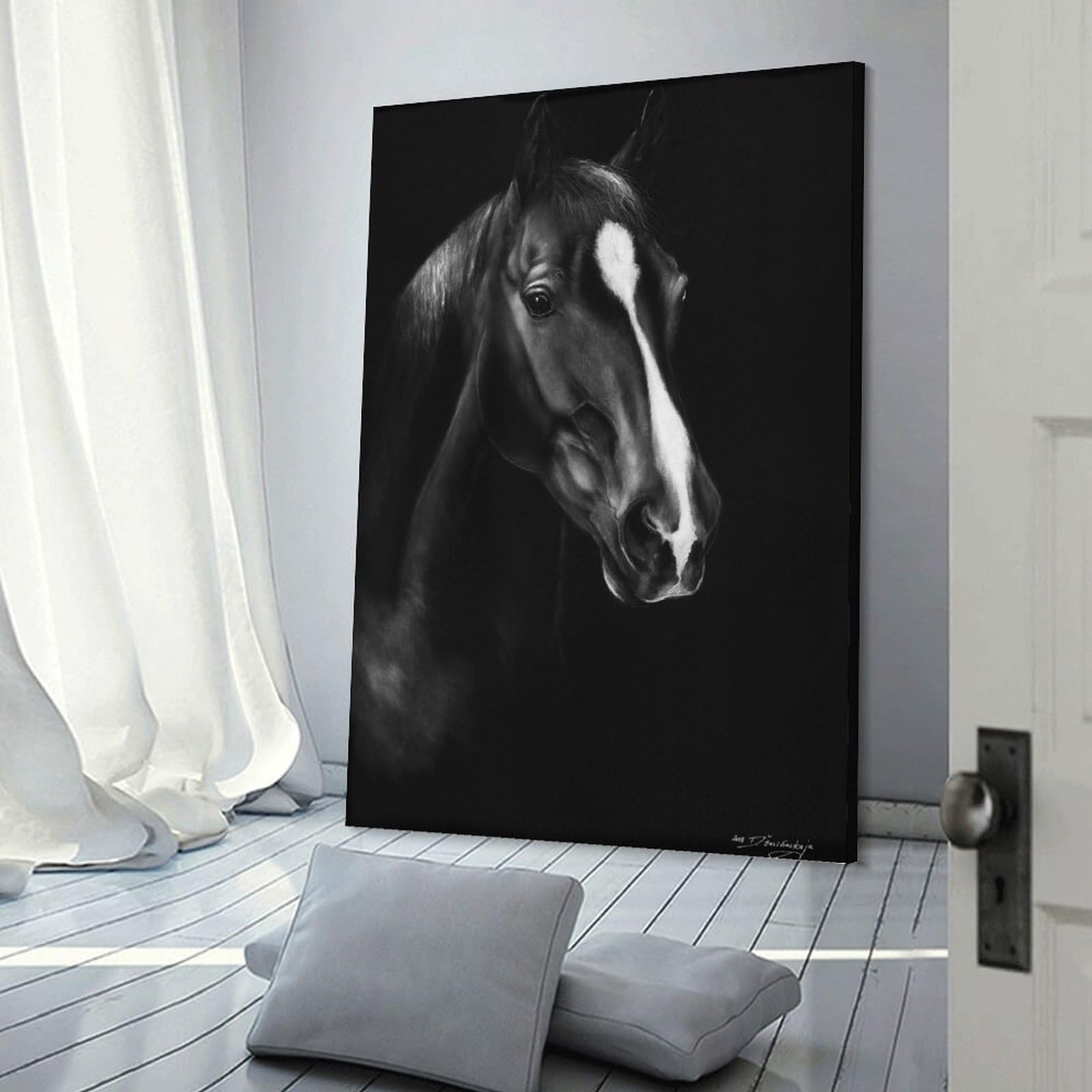 Junmoney Beautiful Horse Painting Canvas Wall Decor 20x30inch(50x75cm), for Calm Bedrooms, Home Corners Or Flats, An Easy Wall Refresh for Bedrooms