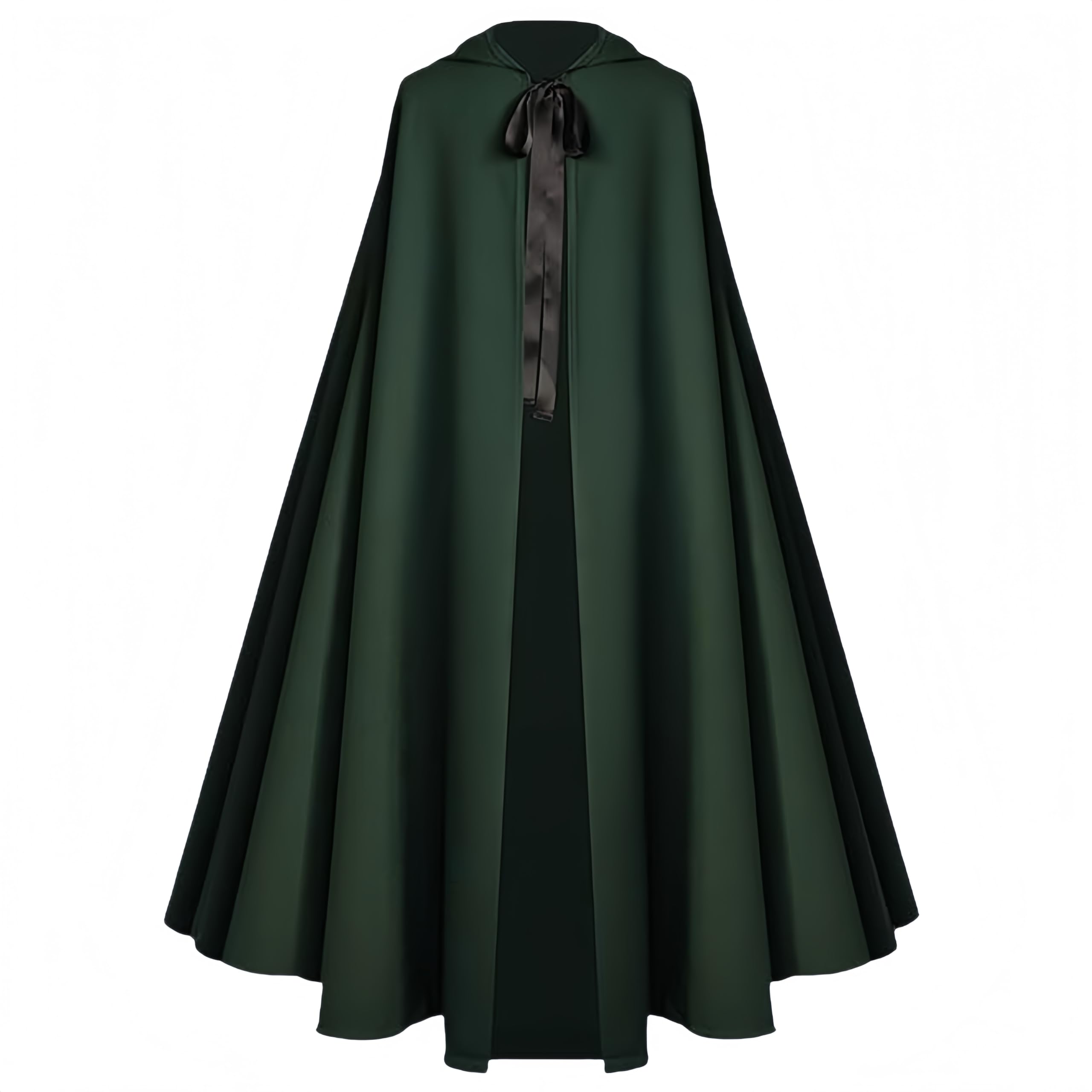 Halloween Caplak para Adultos -Disfraz de Capa de Bruja Medieval Renacentista para Hombres y Mujeres,Hobbit Cosplay Corta Capa 130cm Verde