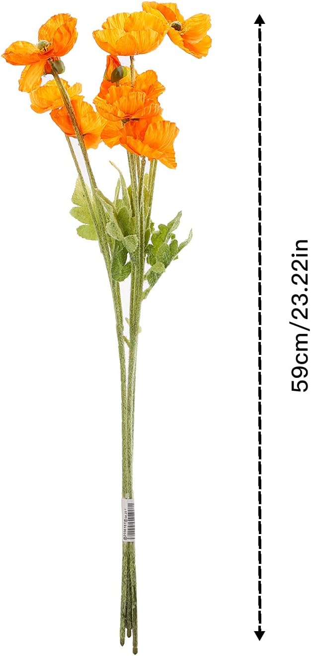 6 Pack Realistic Poppy Flowers Silk Coral Flowers,23 Inch No Fade Artificial Poppies Flowers Bouquet Arrangements for Vase Wedding Party Home Decor, Orange, 210401YF39-32TZ-10055-2333220911