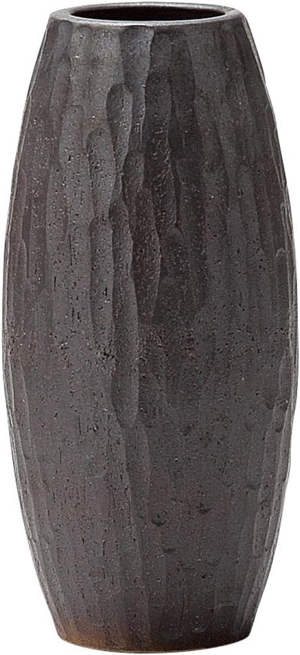 Shigaraki Ware MR-1-2555 Hechimon Flower Vase Large Vertical Iron Glaze Sculpture Buddhist Altar Pottery